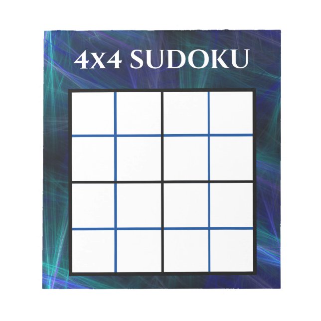 Bloco De Notas Modelo Sudoku Azul abstrato 4x4 (Frente)