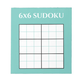 Bloco De Notas Modelo Sudoku Grid Simples Teal 6x6