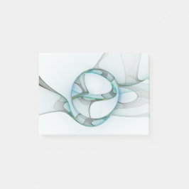 Bloco De Notas Modern Abstract Fractal Art Blue Turquoise Gray