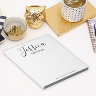 Bloco De Notas Modern Black White Full Name Trendy Stylish