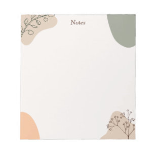 Bloco De Notas Modern Boho Abstract Botanical Line Art Pastel 