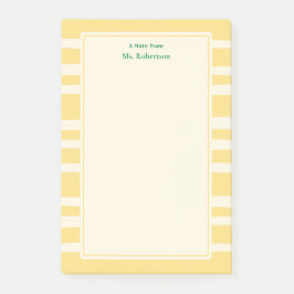 Bloco De Notas Modern Butter Yellow Stripes Custom Teacher Notes