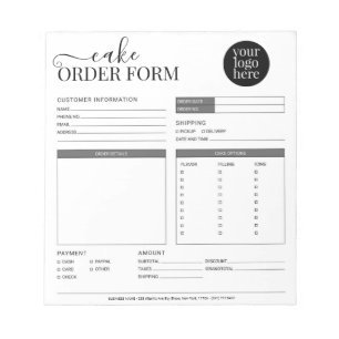 Bloco De Notas Modern Cake Cupcake Bakery Gray Order Form