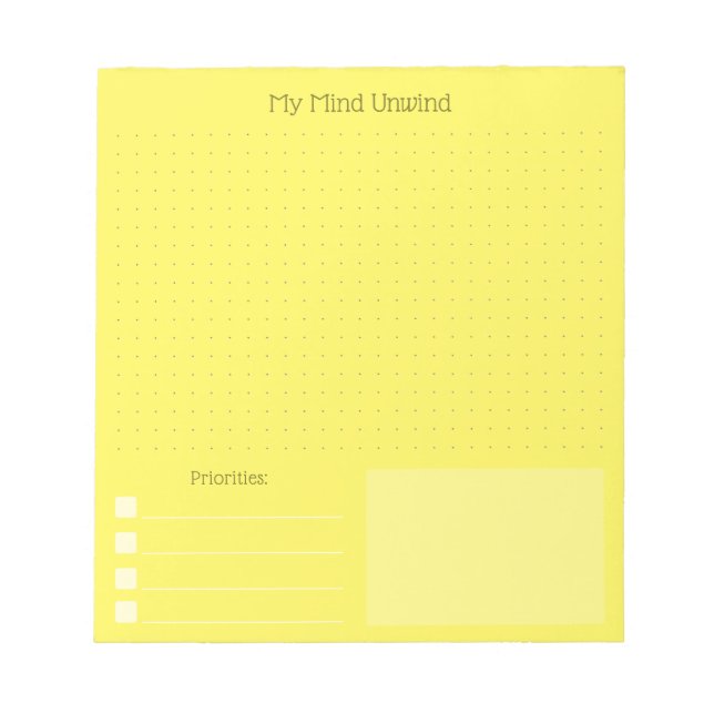 Bloco De Notas Modern Cheerful Yellow Brain Dump (Editable Text) (Frente)