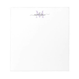 Bloco De Notas Modern Girly Chic Script Monograma Puro Preto