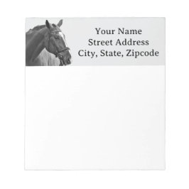 Bloco De Notas Modern Horse Black and White Equestrian