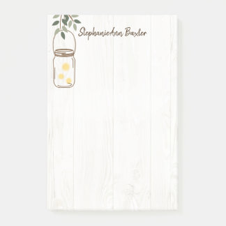 Bloco De Notas Modern Mason Jar & Fireflies