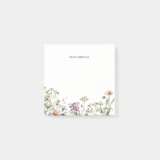 Bloco De Notas Modern Meadow Wildflower delicado design (Frente)