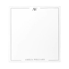 Bloco De Notas Modern Minimalist Elegant Monogram