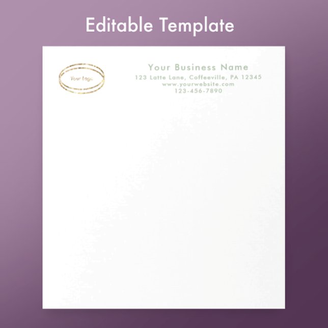 Bloco De Notas Modern Minimalist Sage Green Custom Business Logo (Personalize this modern sage green notepad. Minimalist custom script and business logo template.
)