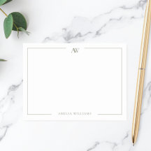Modern Olive Green Minimalist Elegant Monogram
