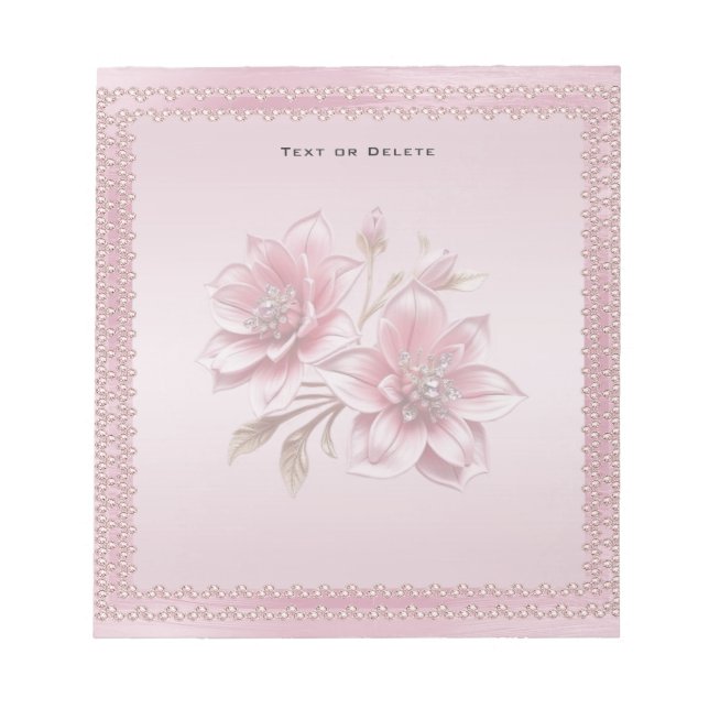 Bloco De Notas Modern Pink Flowers Notepad (Frente)