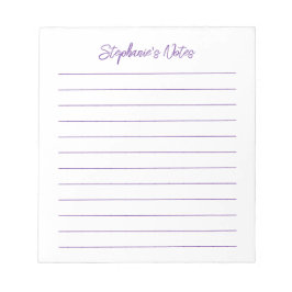 Bloco De Notas Modern Script Elegant Purple Lined Personalized