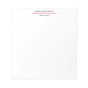 Bloco De Notas Modern Simple Minimalist White Red Professional