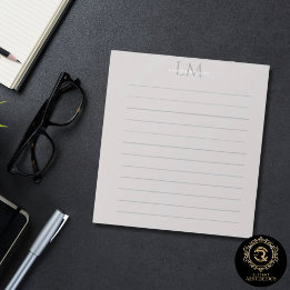 Bloco De Notas Modern Taupe Gray Monogram Stationery