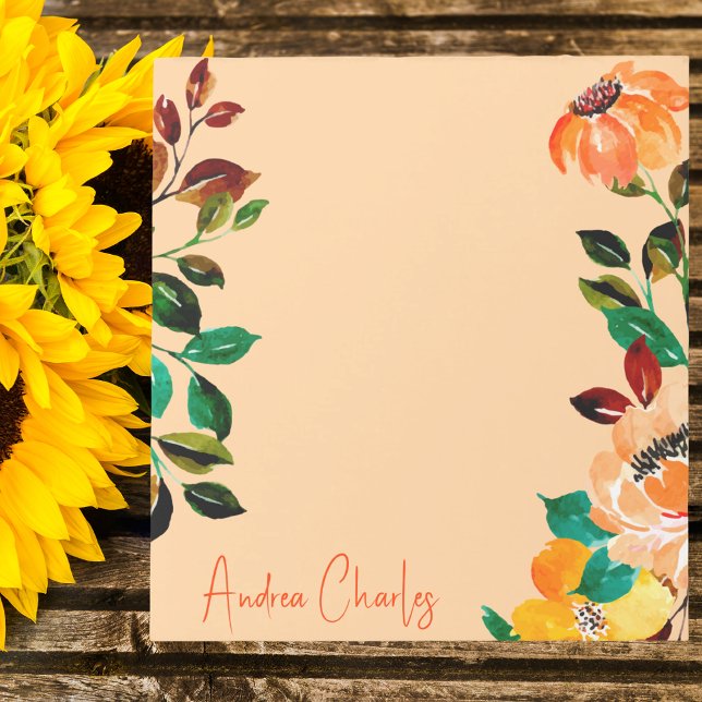 Bloco De Notas Modern Trendy Na moda Bonito Floral (Criador carregado)