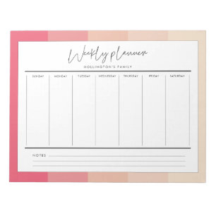 Bloco De Notas Modern typography pastel stripes weekly planner