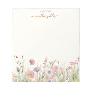 Bloco De Notas Modern Watercolor Wildflower Meadow Personalizado