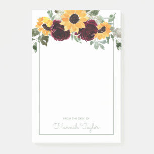 Bloco De Notas Moderna Girassol Rosa Floral