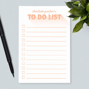 Bloco De Notas Moderna Tipografia Laranja Para Fazer Lista