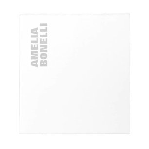 Bloco De Notas Moderno Branco Cinza Ousado Minimalista Profission