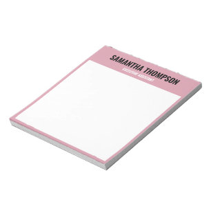 Bloco De Notas Moderno Chic Rosa, Branco & Preto
