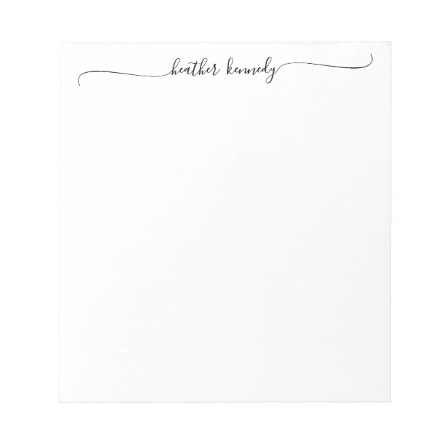 Bloco De Notas Moderno Chique Elegante Script Nome Caligrafia Reb (Frente)