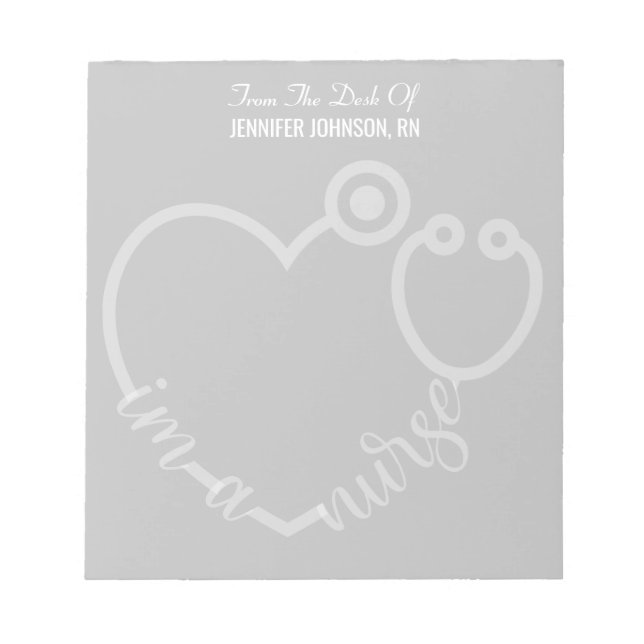 Bloco De Notas Moderno Da Mesa Do Nome Do Estetoscópio Enfermeiro (Frente)