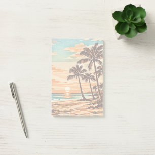 Bloco De Notas moderno de meados do século praia Havaí pôr do sol