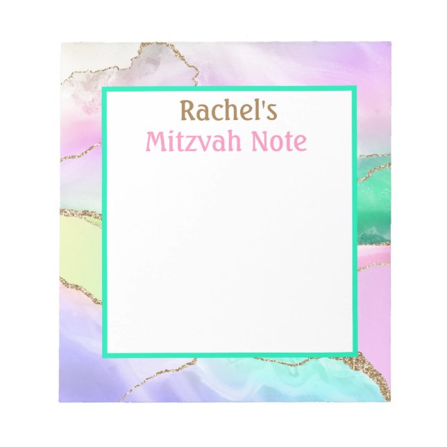 Bloco de Notas Moderno de Mitzvah em Ágata Arco-ír (Frente)
