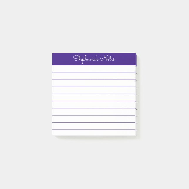 Bloco De Notas Moderno Elegante Roxo Real Personalizado Com Linha (Frente)