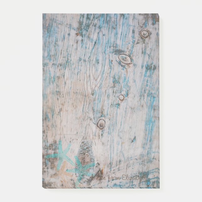 Bloco De Notas Moderno Estiloso, Textura de Madeira, Estrelas do  (Frente)