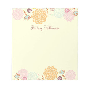 Bloco De Notas Moderno Floral Personalizado Feminino Chique