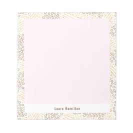 Bloco De Notas Moderno Glitter Dourado Arco Rosa Quadro Confetes 