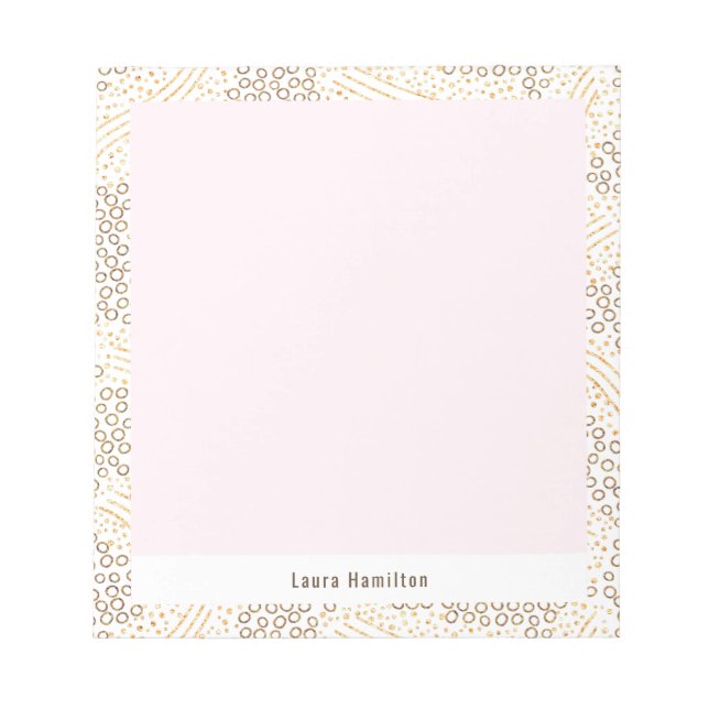 Bloco De Notas Moderno Glitter Dourado Arco Rosa Quadro Confetes  (Frente)
