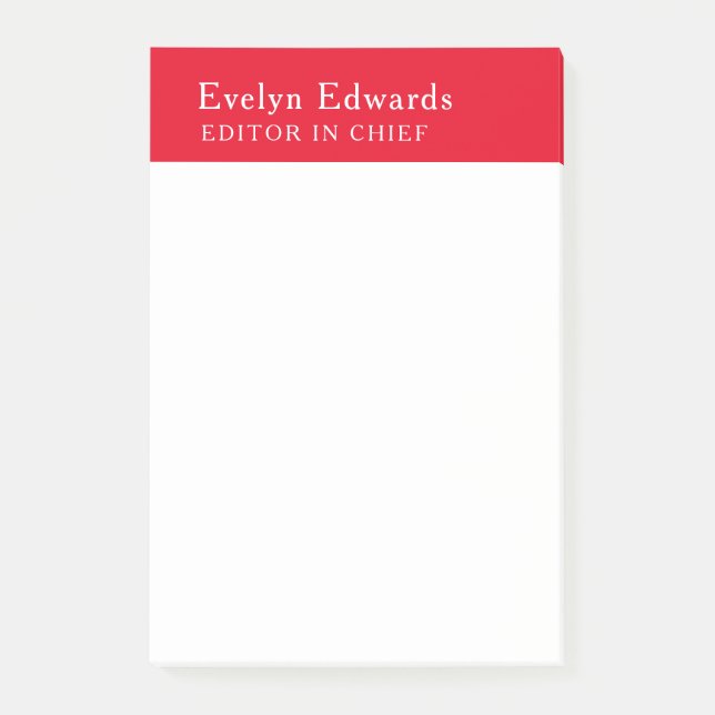 Bloco De Notas Moderno Minimalista Simples Vermelho Branco (Frente)