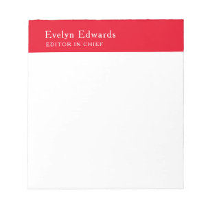 Bloco De Notas Moderno Minimalista Simples Vermelho Branco