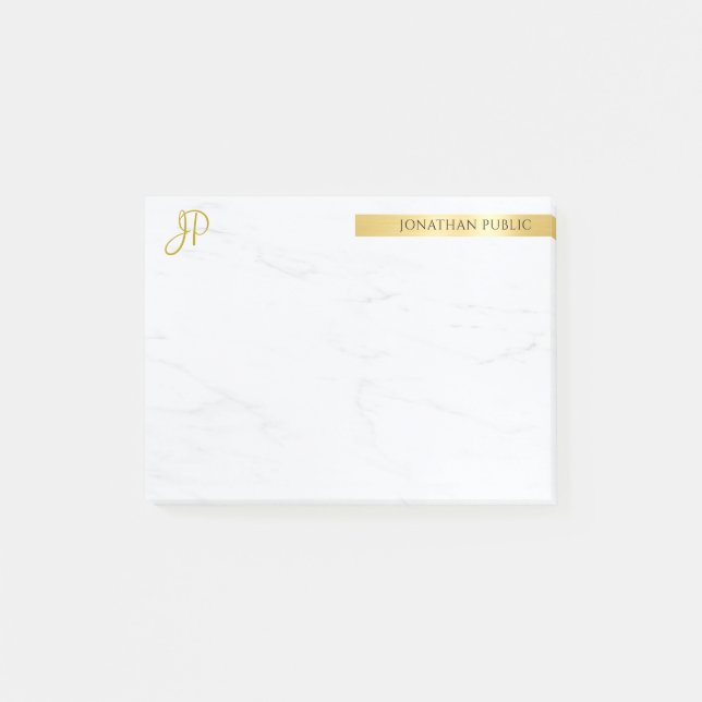 Bloco De Notas Moderno Mínimo Modelo Elegante Dourado E Marble (Frente)