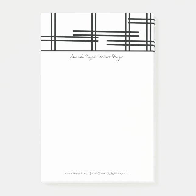Bloco De Notas Moderno Monocromático Preto e Branco Abstrato (Frente)
