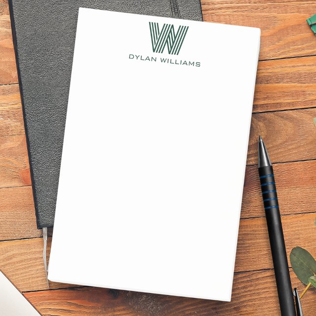 Bloco De Notas Moderno Monograma Geométrico Minimalista Personali (Criador carregado)