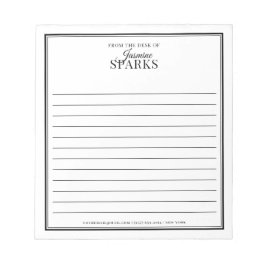 Bloco De Notas Moderno personalizado da mesa de nome preto alinha