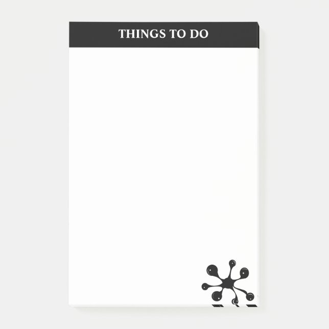 Bloco De Notas Moderno preto e branco elegante (Frente)
