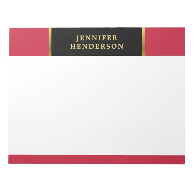 Bloco De Notas Moderno profissional em preto dourado e vermelho c (Frente)