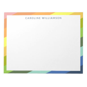 Bloco De Notas Moderno Rainbow Stripes Geométrico Personalizado