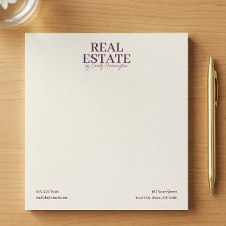 Bloco de Notas Moderno Roxo para Corretor de Imóve