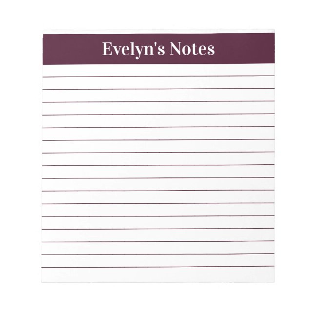 Bloco De Notas Moderno Trendy Red Brown Script Large Impressão (Frente)
