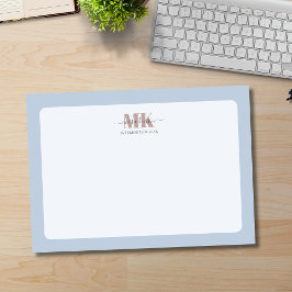 Bloco De Notas Modert Mocha Mousse Monogram Dusty Blue