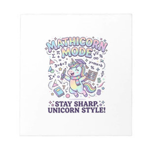 Bloco De Notas Modo Unicórnio Mathicorn Encantador Fundo Branco D