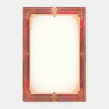 Moldura Art Déco Dourada sobre Vermelho