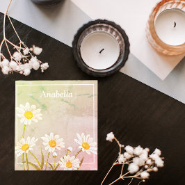 Bloco De Notas Moldura de flor margarida em fundo de colheita